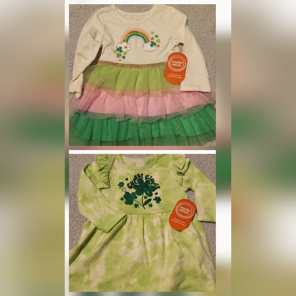 WONDER NATION, Baby Girl 12 Months St.Patricks Day, Green, Flowy Dress Set